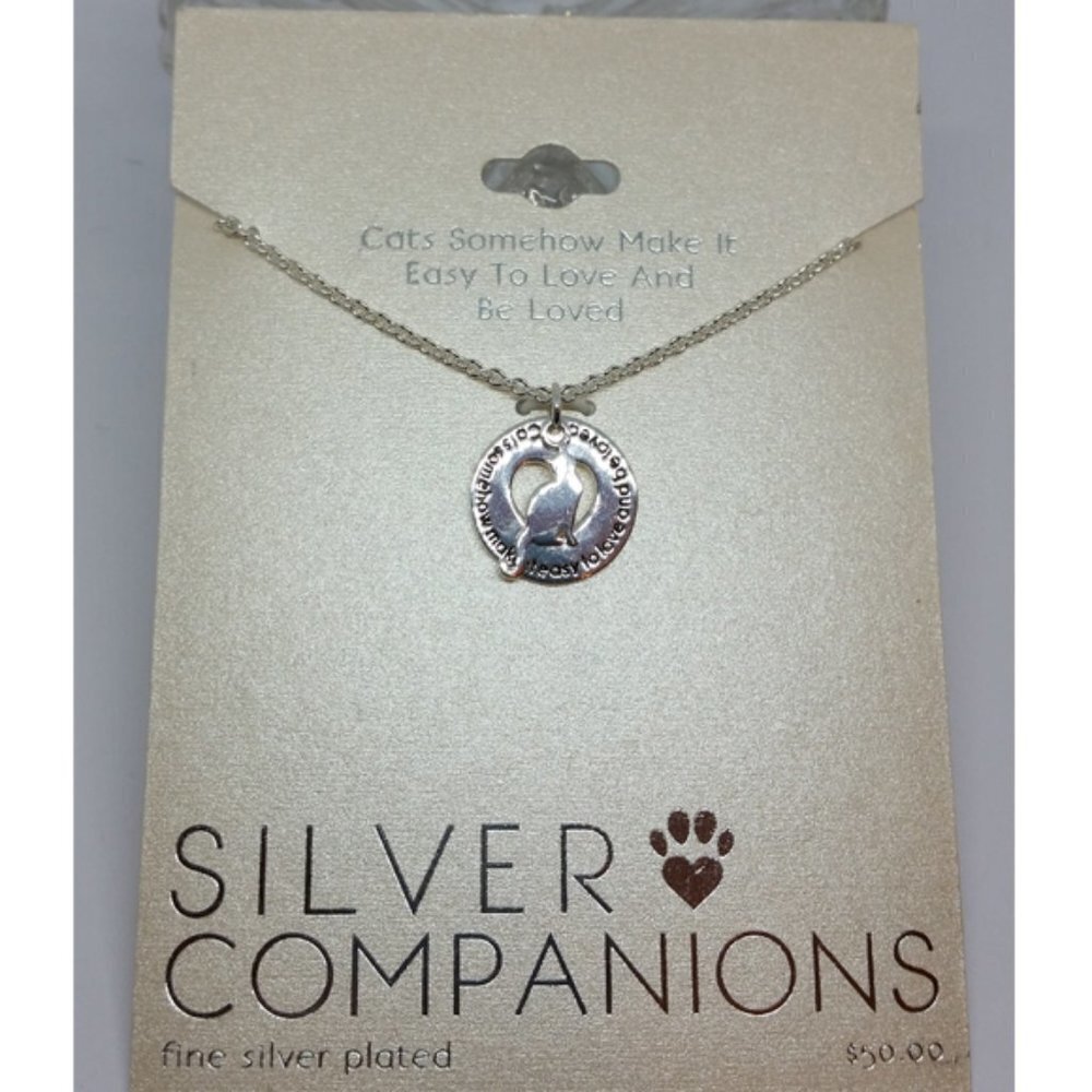 Nwt Silver plated CAT lovers dainty chain necklace charm pendant GIFTABLE.